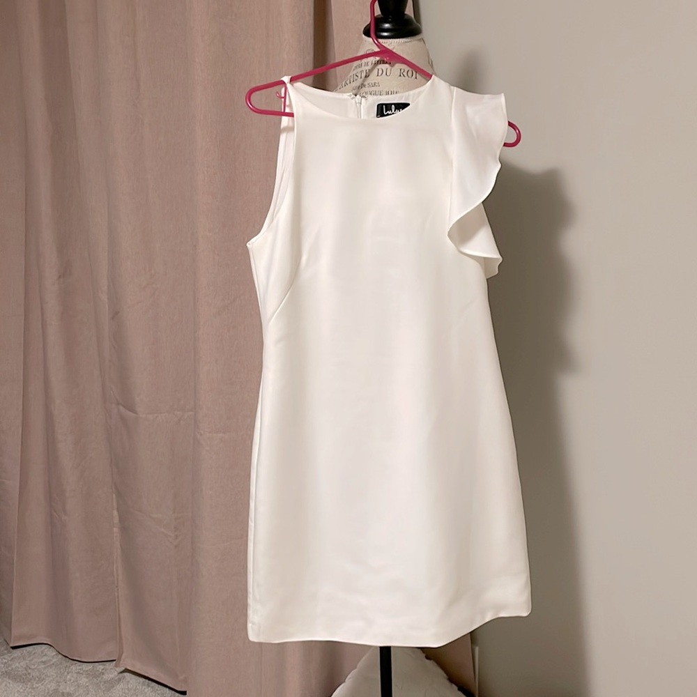 LULUS white cocktail dress with flutter sleeve
